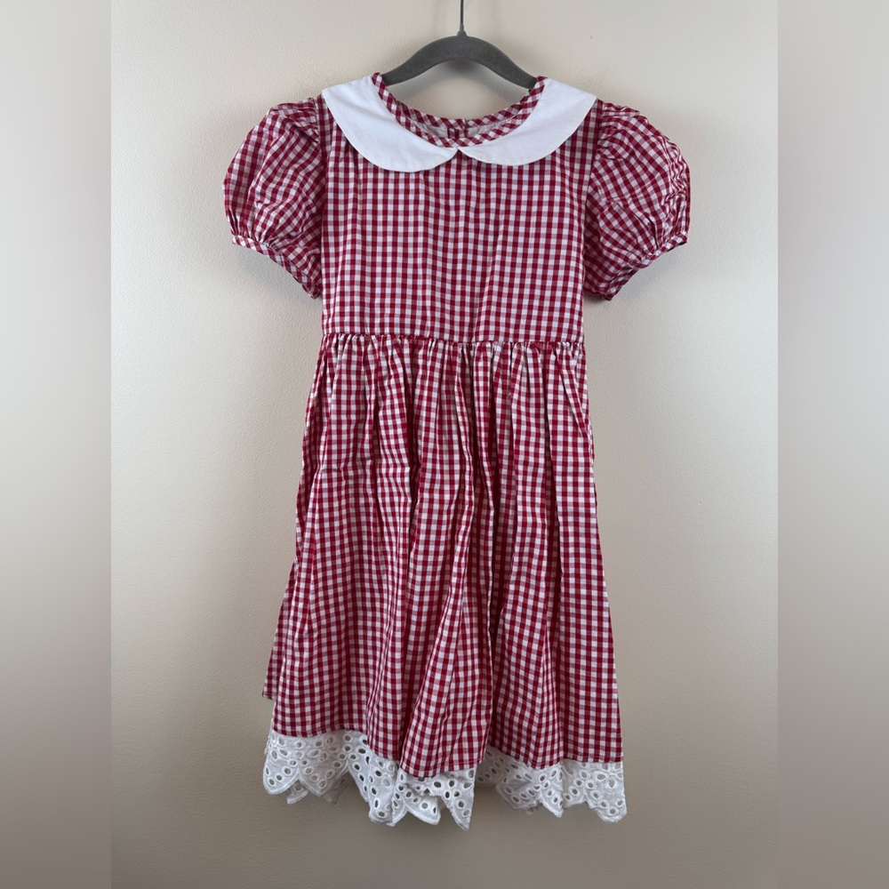 NWT Little Miss Marmalade Red Gingham Dress with Peter Pan Collar - Picture 1 of 3